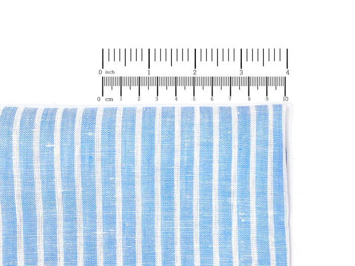 100% Linen Blue Striped Fabric: Lightweight and Soft with Pre-Washed Finish 8086