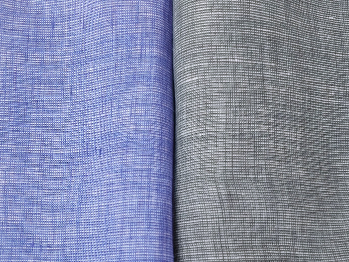 100% Linen Dot Chambray Fabric - Soft Blue & Grey, Fine 21s Yarn Gray 4611