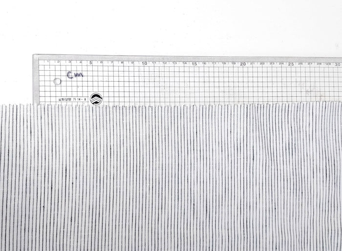 100% Linen Navy Striped White Fabric – Light and Timeless 7853 - The Linen Lab - Navy