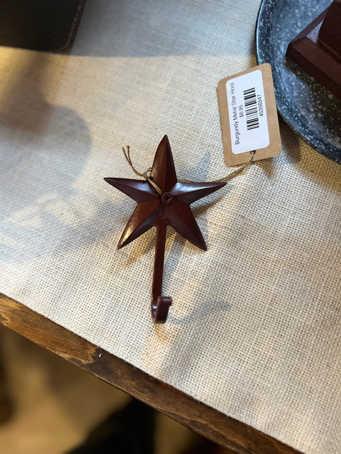 Burgundy Metal Star Hook
