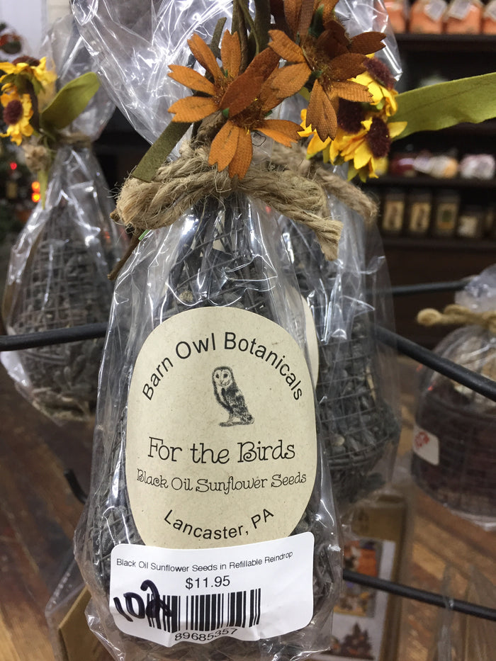 Black Oil Sunflower Seeds in Refillable Raindrop