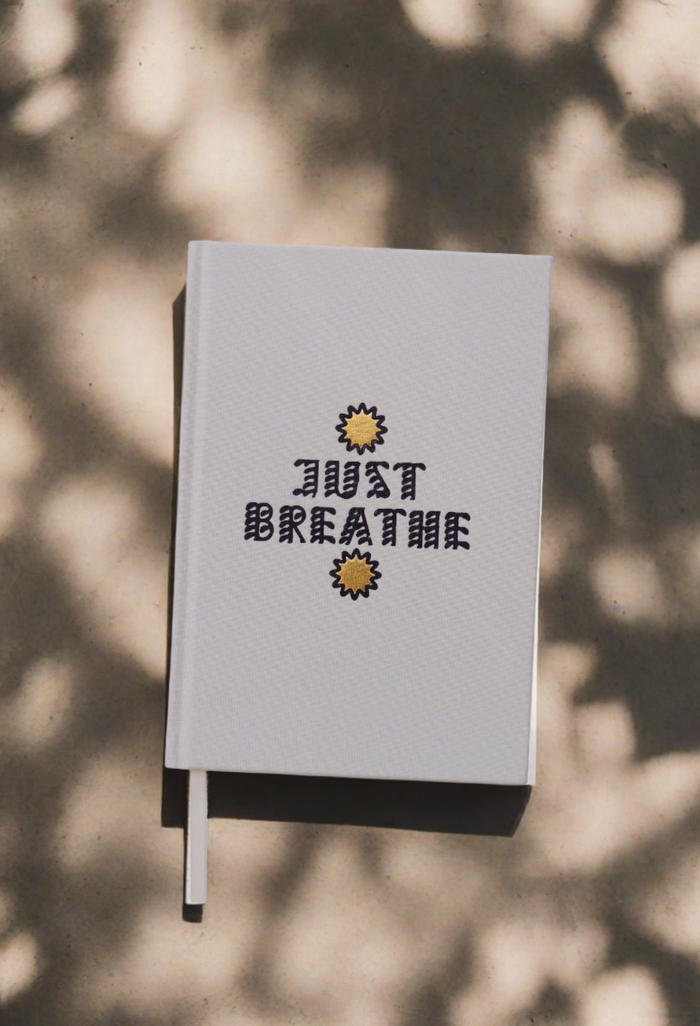 Blank 'Just Breathe' Linen Journal