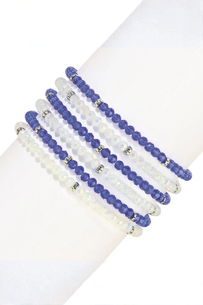 Blue & White Crystal Bracelet Set