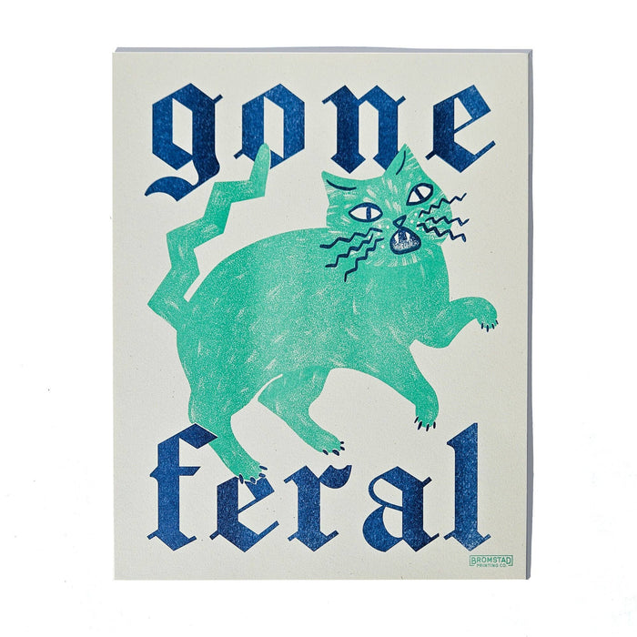 Bromstad Printing Co. - Gone Feral Cat - Risograph Print