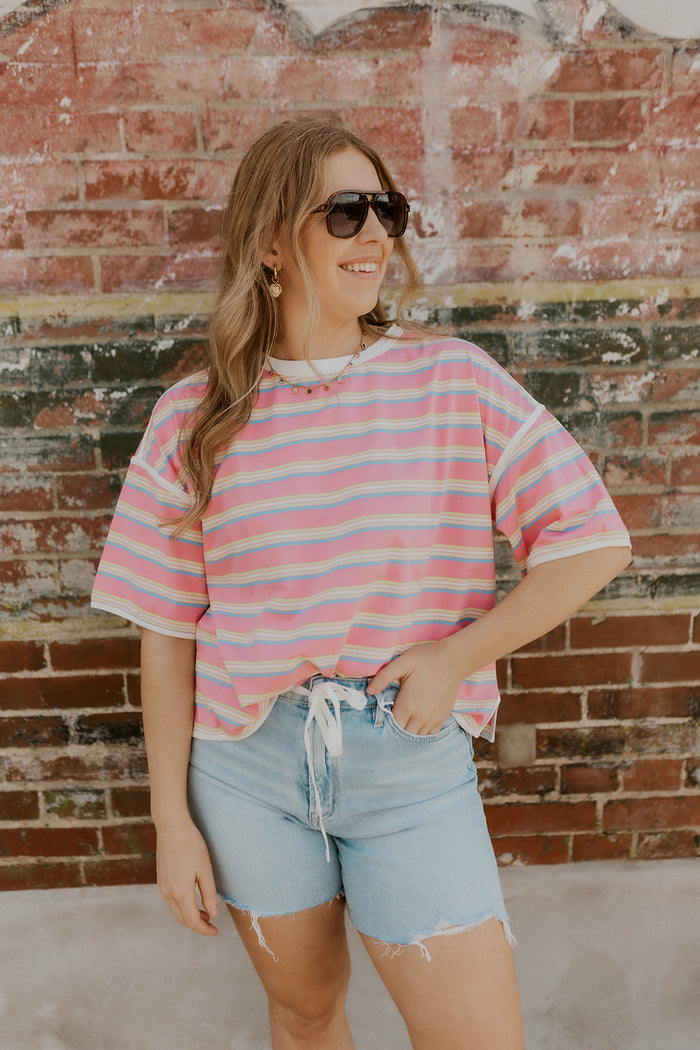 Candy Shop Striped Top- Pink