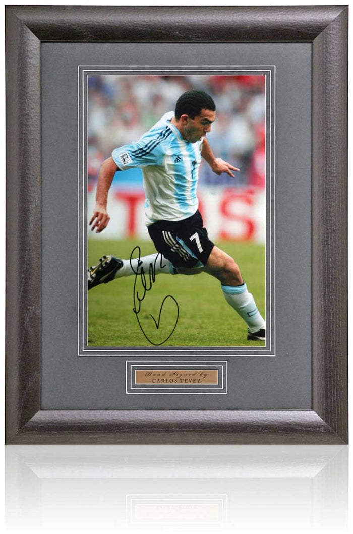Carlos Tevez Manchester City Legend Hand Signed Photograph 15x9" Framed