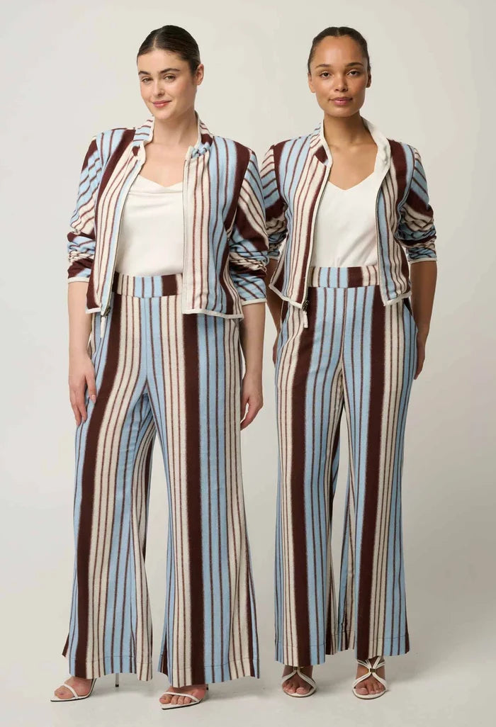 DELRAY REVERSIBLE LINEN VISCOSE JACKET in Nautilus Bloom + Iridescent Stripe from Oncewas