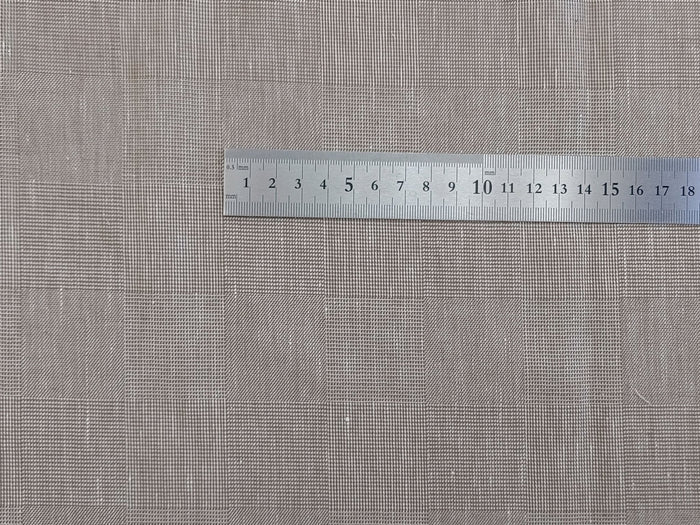 EaseBlend Beige Linen Stretch Fabric: Subtle Checkered Harmony 7295 - The Linen Lab - Beige