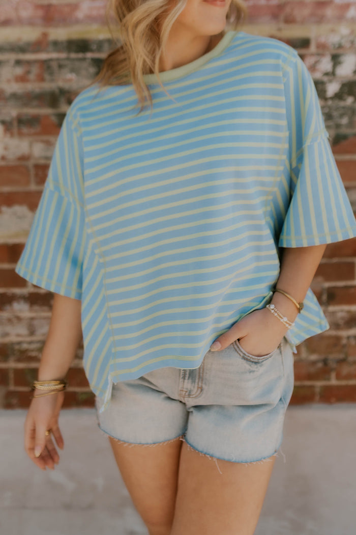 Get Going Striped Top- Mint