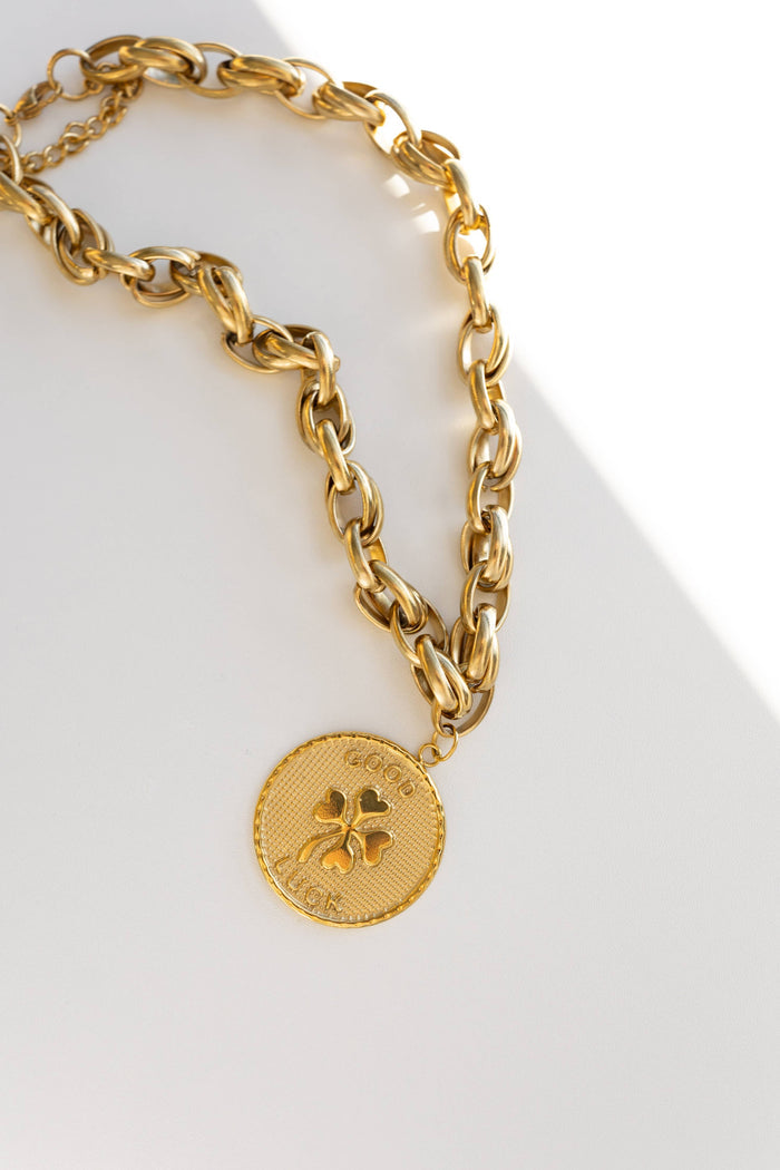 Good Luck Shamrock Coin Necklace- Beljoy