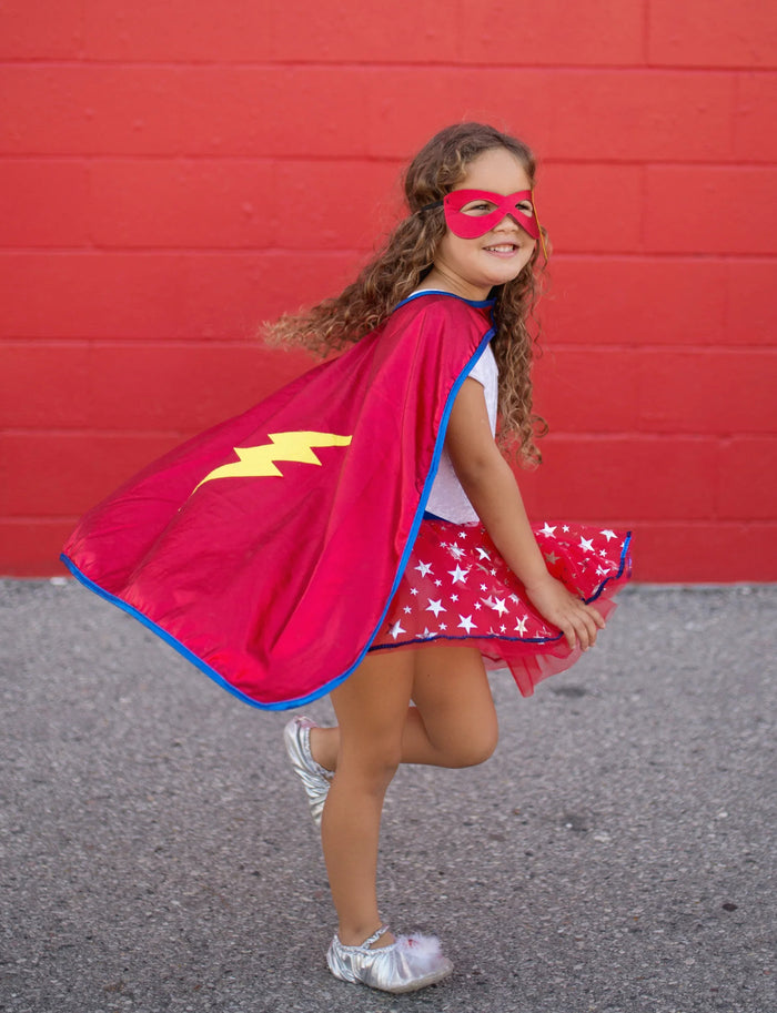 Great Pretenders Superhero Tutu Cape and Mask Set (size 4-6)