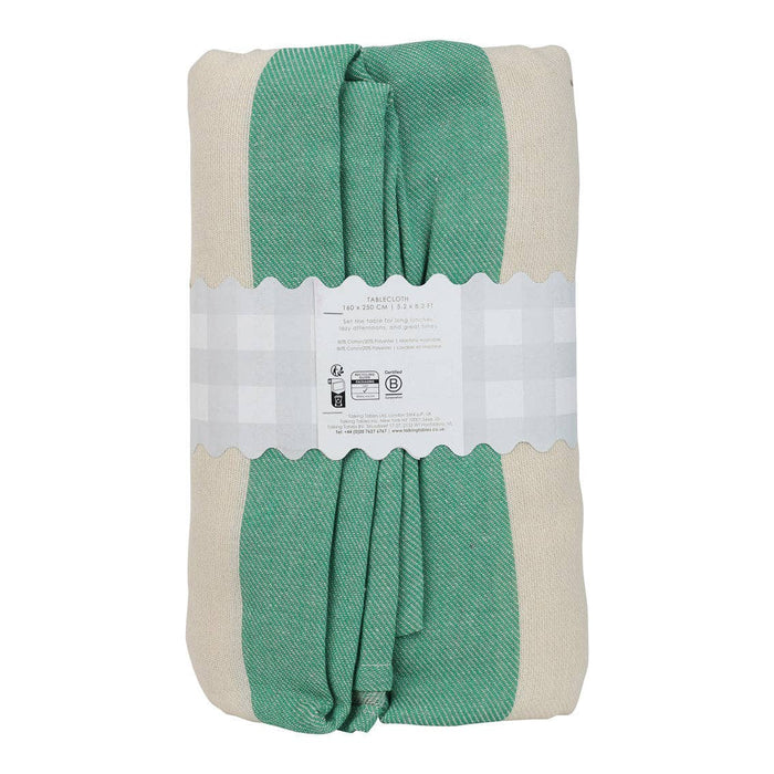 Green Stripe Cotton XL Tablecloth - 63 × 98 in | Spring |