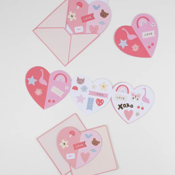 Heart Concertina Valentine Cards with Stickers