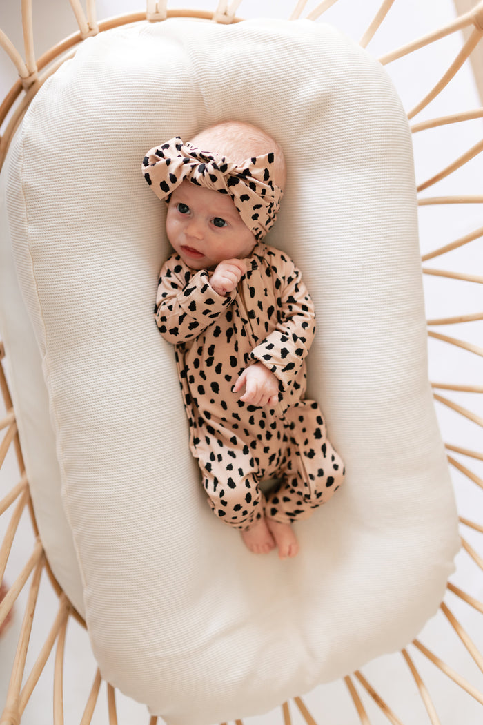 Infant Knot Head Bow in Brown Cheetah