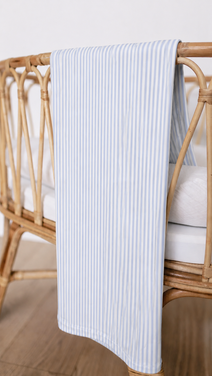 Infant Swaddle in Blue Pin Stripes