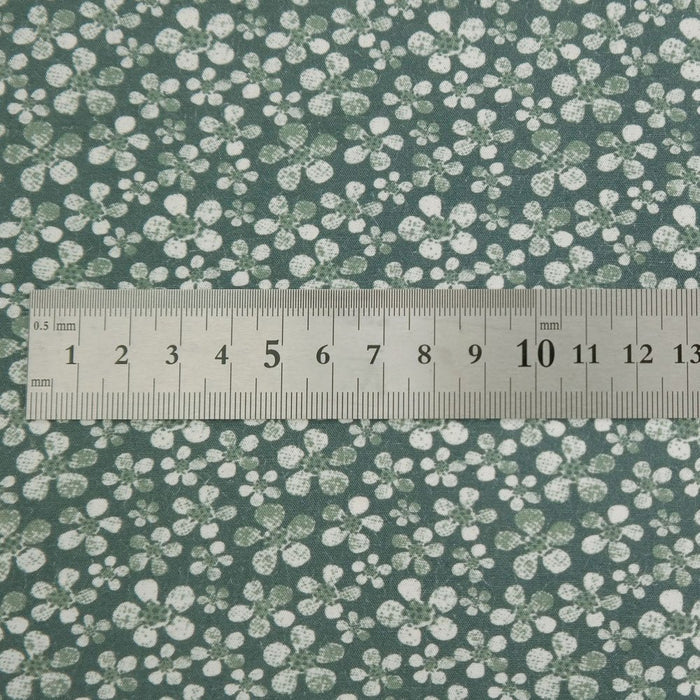 Linen Rayon Fabric Flower Print 7356 7357 - The Linen Lab - GREEN 7357
