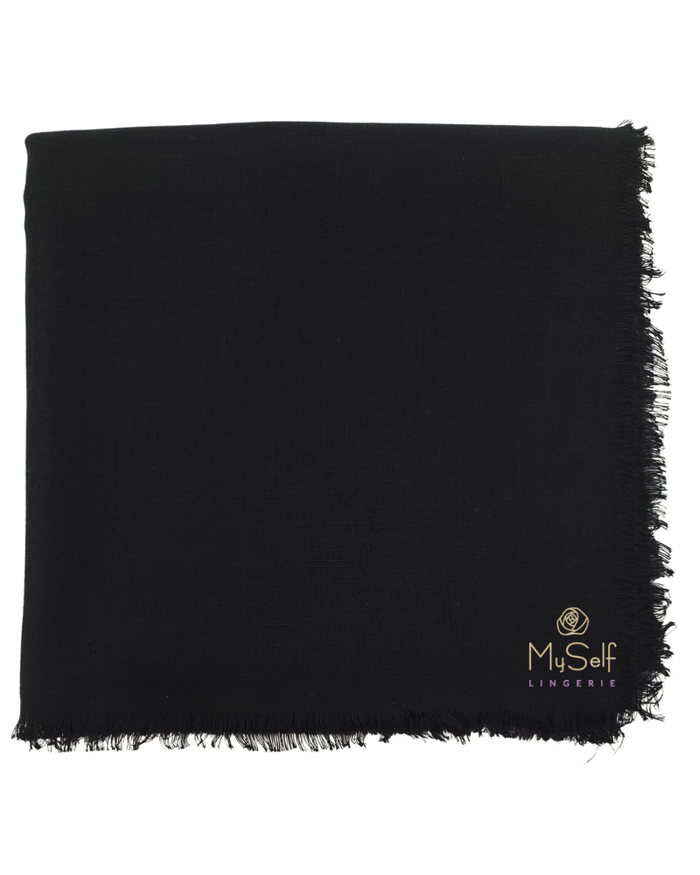 Lizi Headwear Solid Black Square Scarf myselflingerie.com