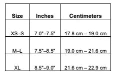tabel for size chart at object and dawn