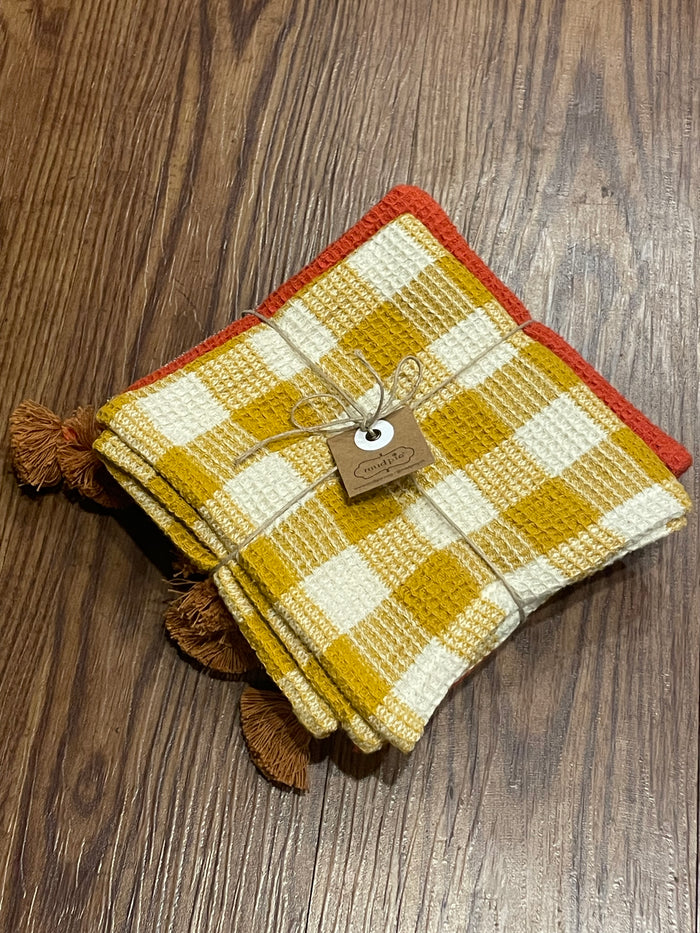 Mudpie Yellow Tassel Cotton Towel Set