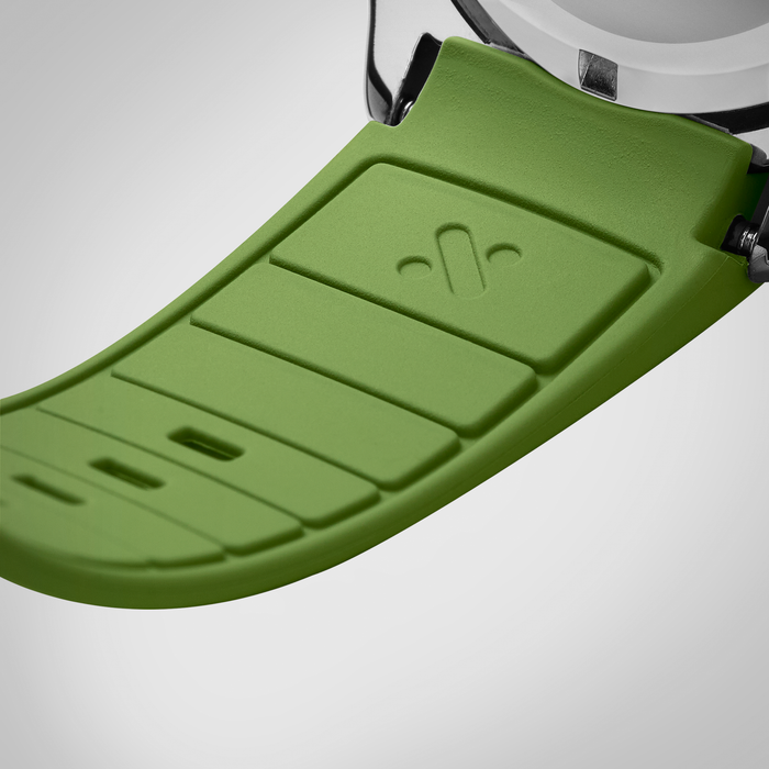 NMK802 Curved End SKX013 Rubber Strap: Olive Green