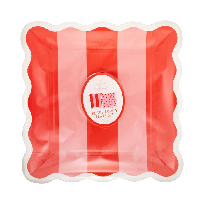 Occasions Beary Loved Stripe and Polka Plate Set