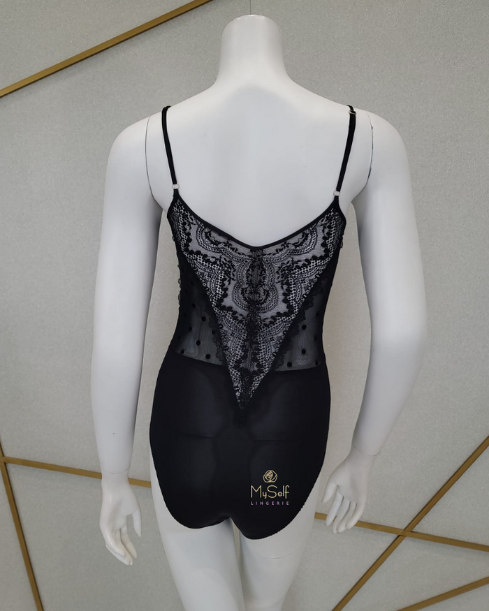 Oh! Zuza Lace & Dots Black Bodysuit