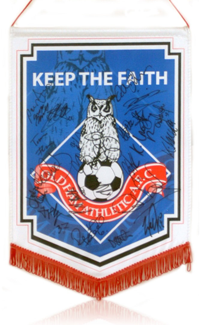 Oldham Athletic AFC Hand Signed 2010/11 Squad Large Pennant