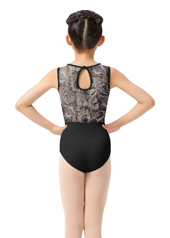 ON SALE Paisley Petite Keyhole Back Youth Tank Leotard (Black)