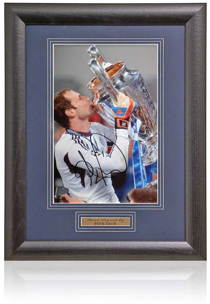 Petr Cech Chelsea Signed 2012 European Cup Winner Photograph 15x19in Framed