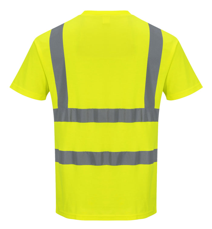 Portwest Cotton Comfort Short Sleeved T-Shirt - SET OF TWO: Back View Yellow