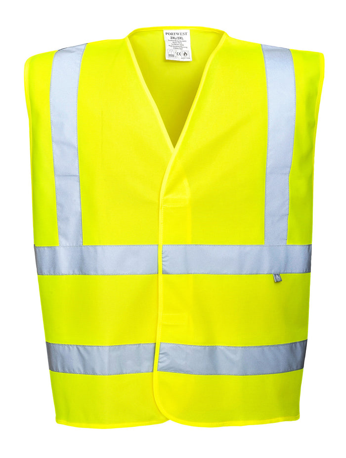 Portwest Hi-Vis Vest- Flame Resistant: Front View Yellow