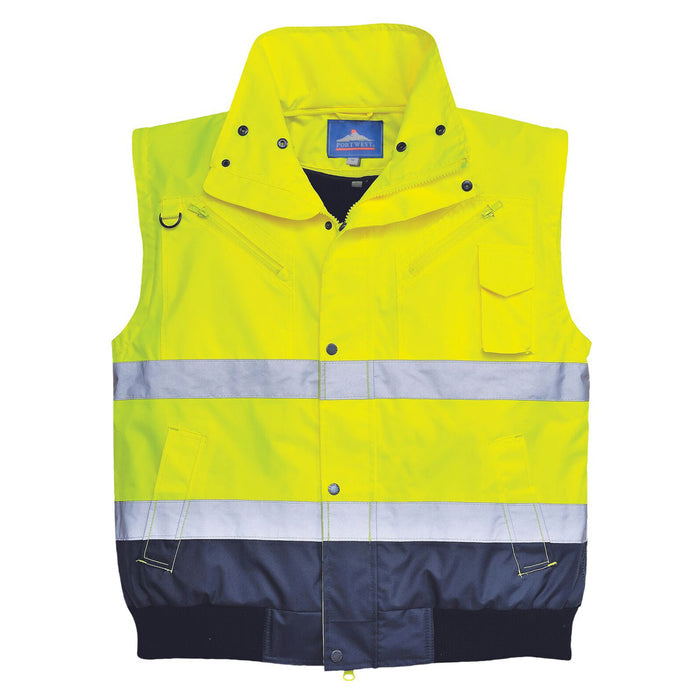 Portwest Mens Hi Viz Reflective Safety 3 in 1 Bomber VEST JACKET