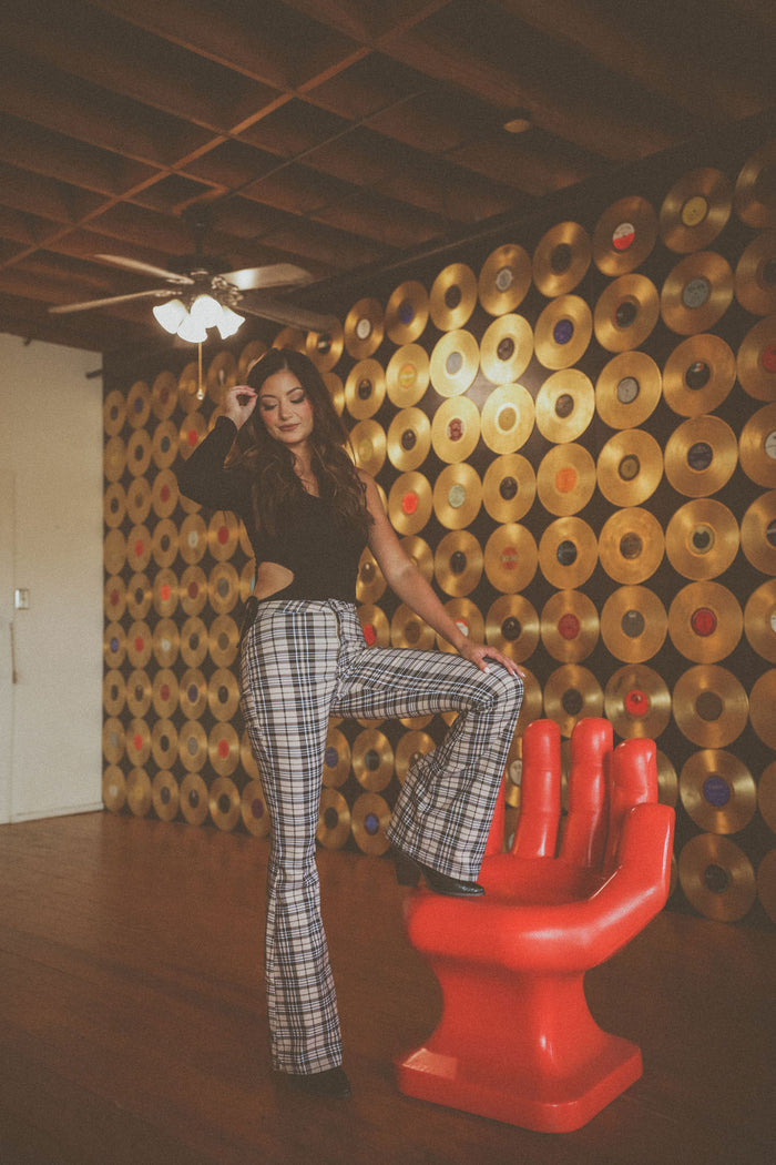 Pretty Plaid Flared Pants