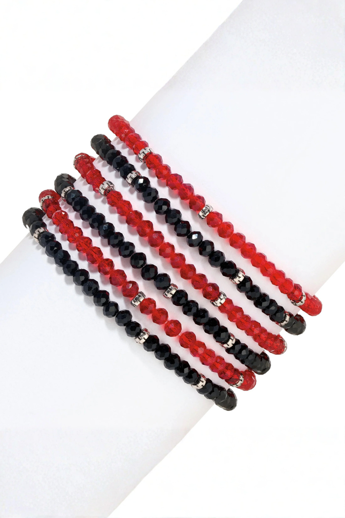 Ruby & Black Crystal Bracelet Set