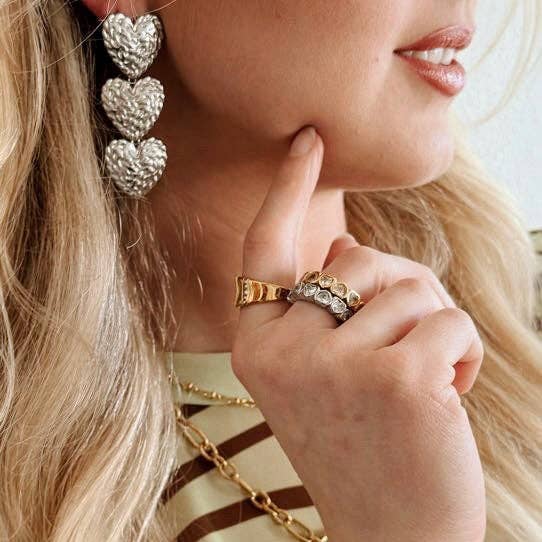 Rynlee Gold Crystal Heart Ring- Beljoy