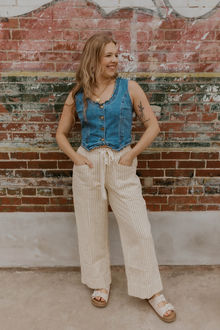 Scalloped Edge Denim Vest