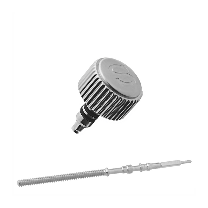 SKX Crown: Sandblasted Finish for SKX007/SKX009 movement upgrade. Compatible with the following movements: 7S26, NH35, NH36, NH35a, NH36a, NE15, 4R36, and 6R15