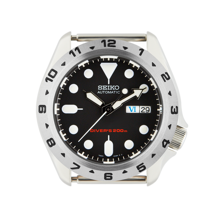 SKX007/SRPD Dual Time Bezel: Steel Finish