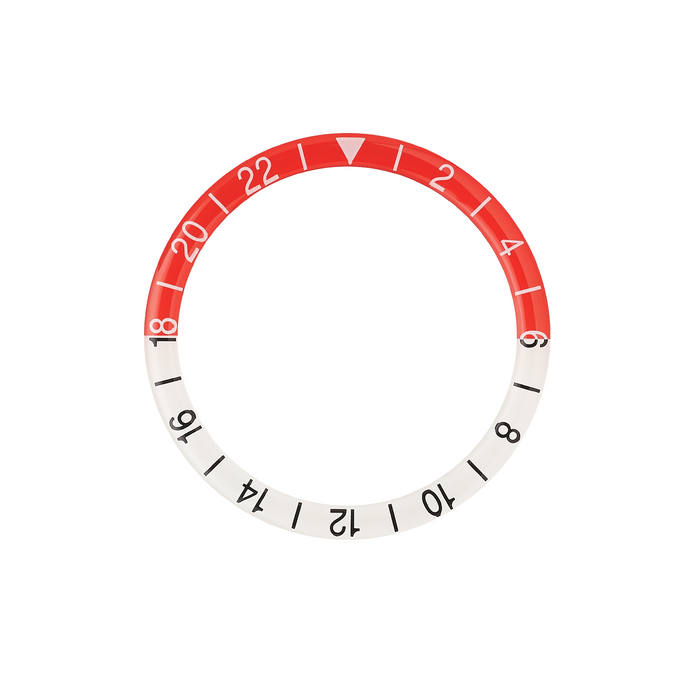 SKX007/SRPD Glass Bezel Insert: GMT Style Red/White