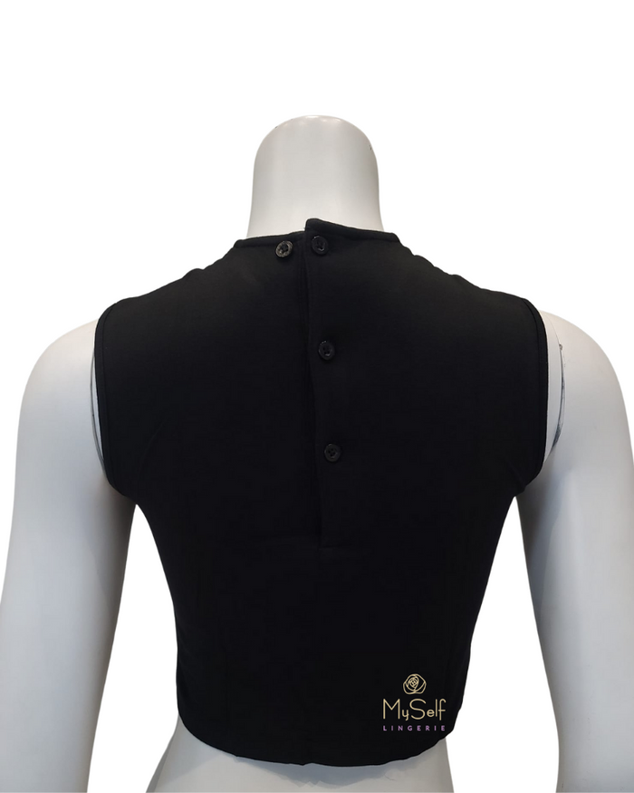 Slimit SLM2578 Black Modal Crop Shell with Buttons myselflingerie.com