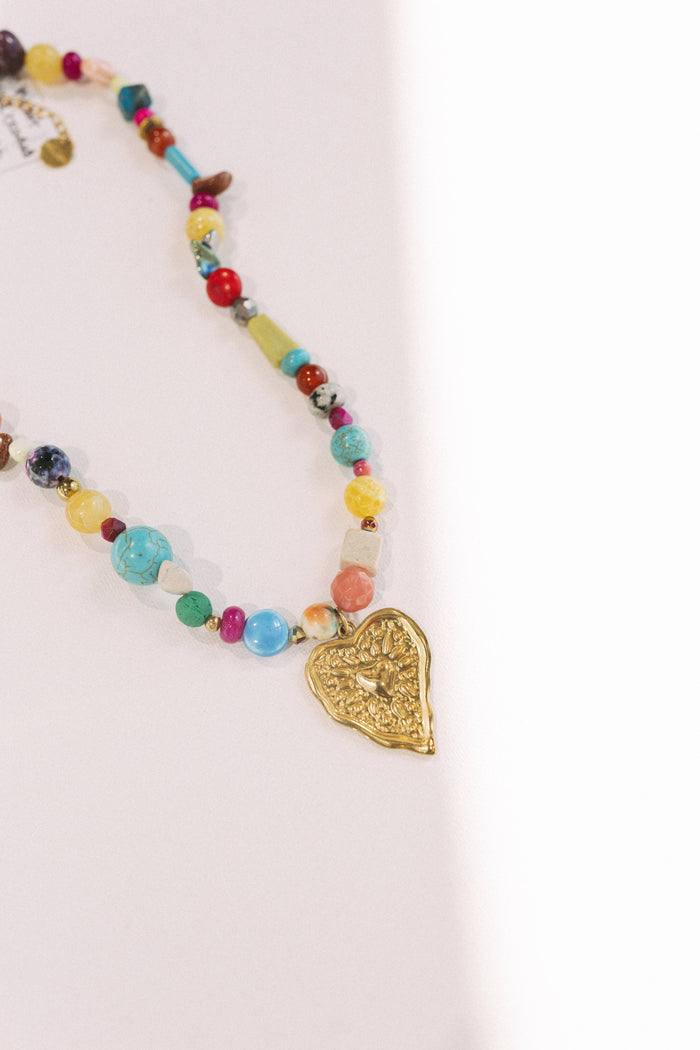 Stevie Heart Colorful Beaded Necklace- Beljoy