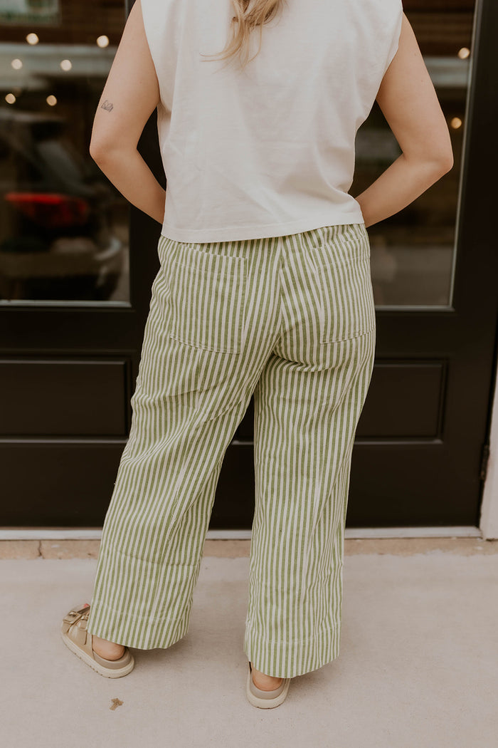The Boardwalk Striped Pants- Lime