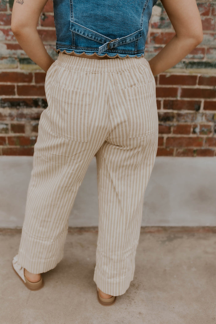 The Boardwalk Striped Pants- Taupe