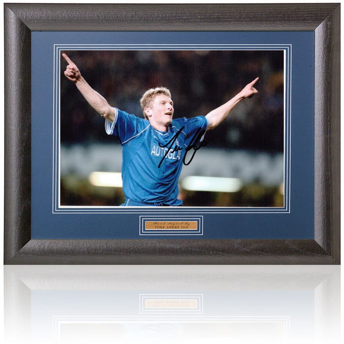 Tore Andre Flo Chelsea Legend Hand Signed Photograph 15x19in Framed