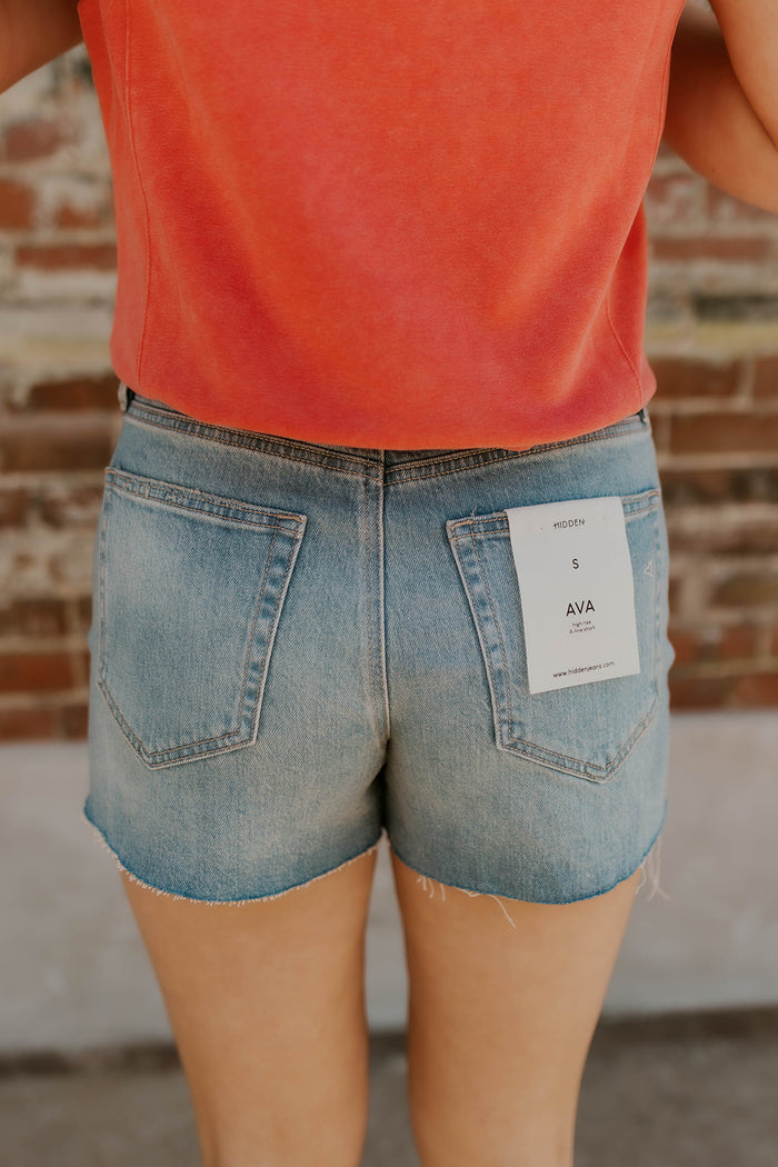 Vintage Wash Denim Shorts- Hidden