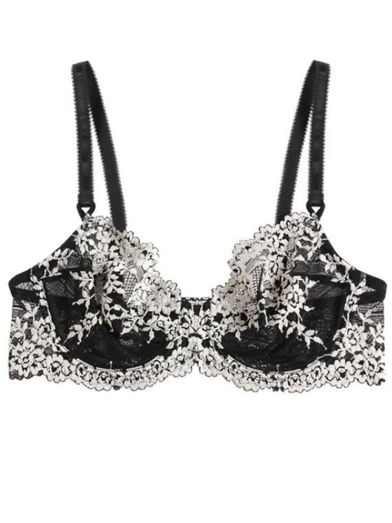 Wacoal 65191 Embrace Lace Black/Ivory Underwire Bra MYSELFLINGERIE.COM