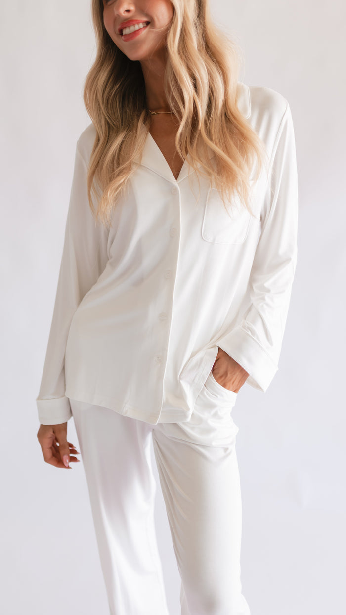 Women's Button Up Set In Ivory