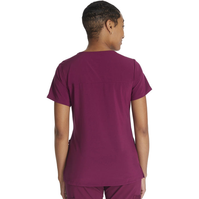 Women's EDS Essentials Mock Wrap Scrub Top - Wine - 2