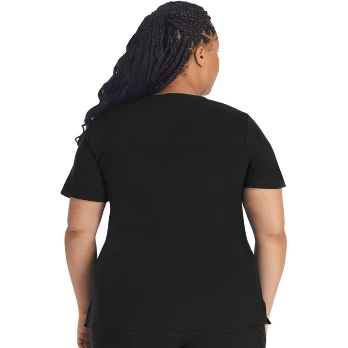 Women's EDS Essentials Mock Wrap Scrub Top - Black - 2