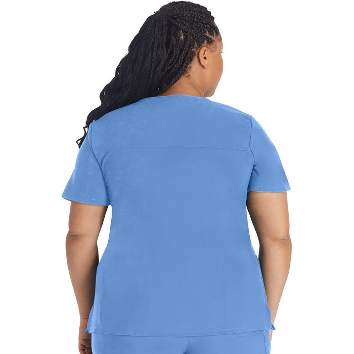 Women's EDS Essentials Mock Wrap Scrub Top - Ciel - 2
